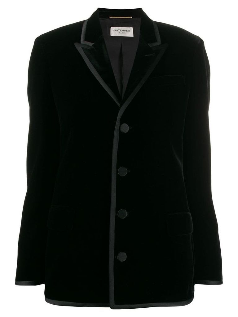 Saint Laurent velvet shoulder pads blazer - Black