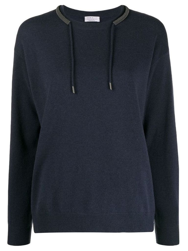 Brunello Cucinelli drawstring fitted sweater - Blue