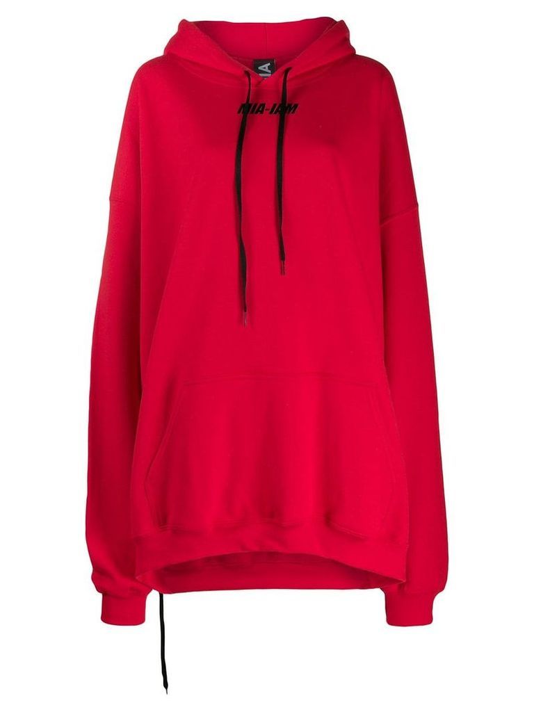 Mia-iam boxy logo print hoodie - Red