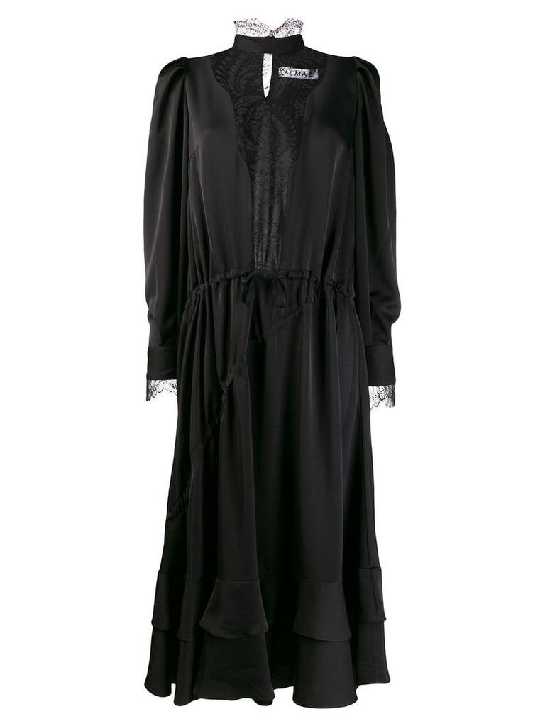 Almaz satin panelled chemise dress - Black