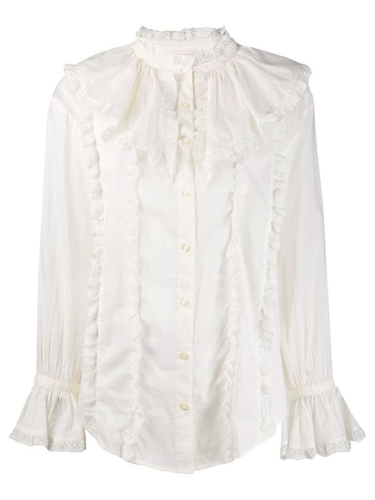 See By Chloé lace-trim ruffled shirt - White