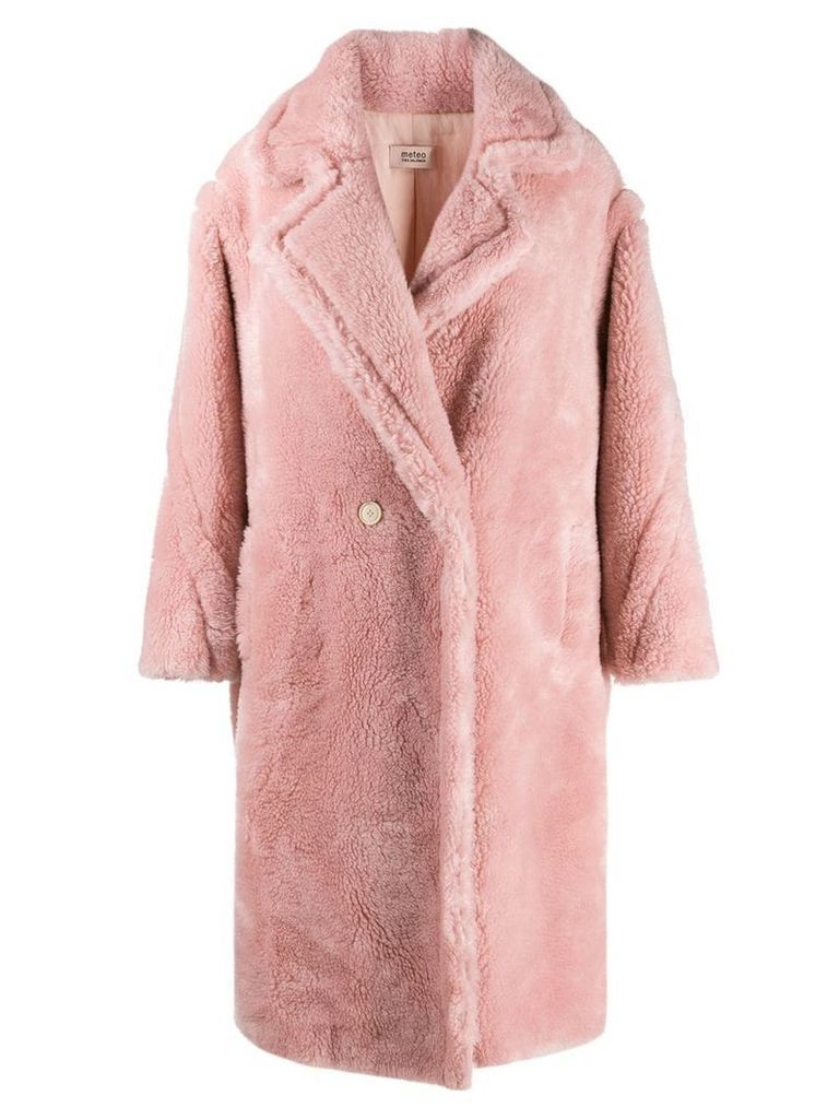 Yves Salomon Meteo textured wool coat - PINK