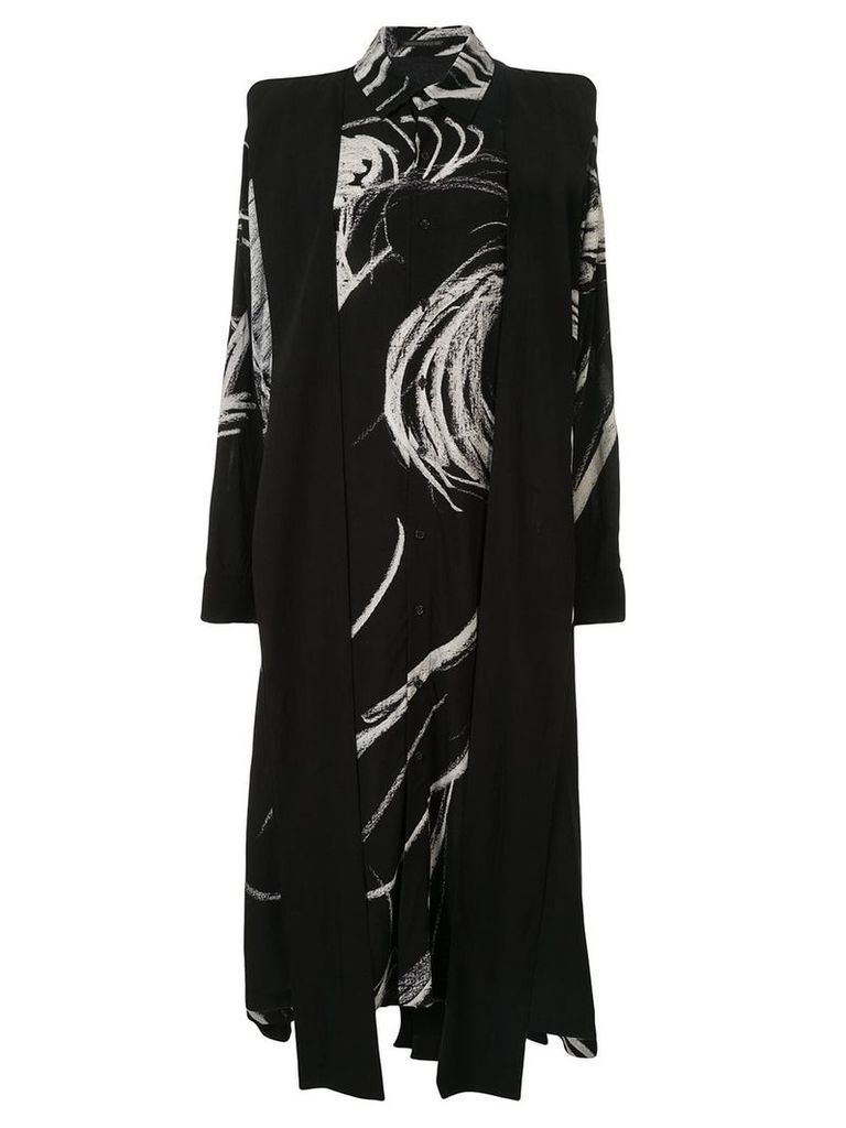 Yohji Yamamoto abstract print shirt dress - Black