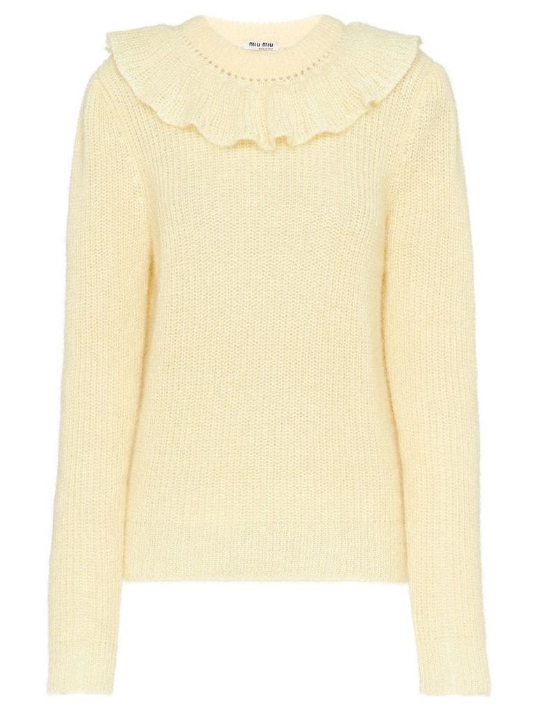 Miu Miu ruffle knitted sweater - NEUTRALS