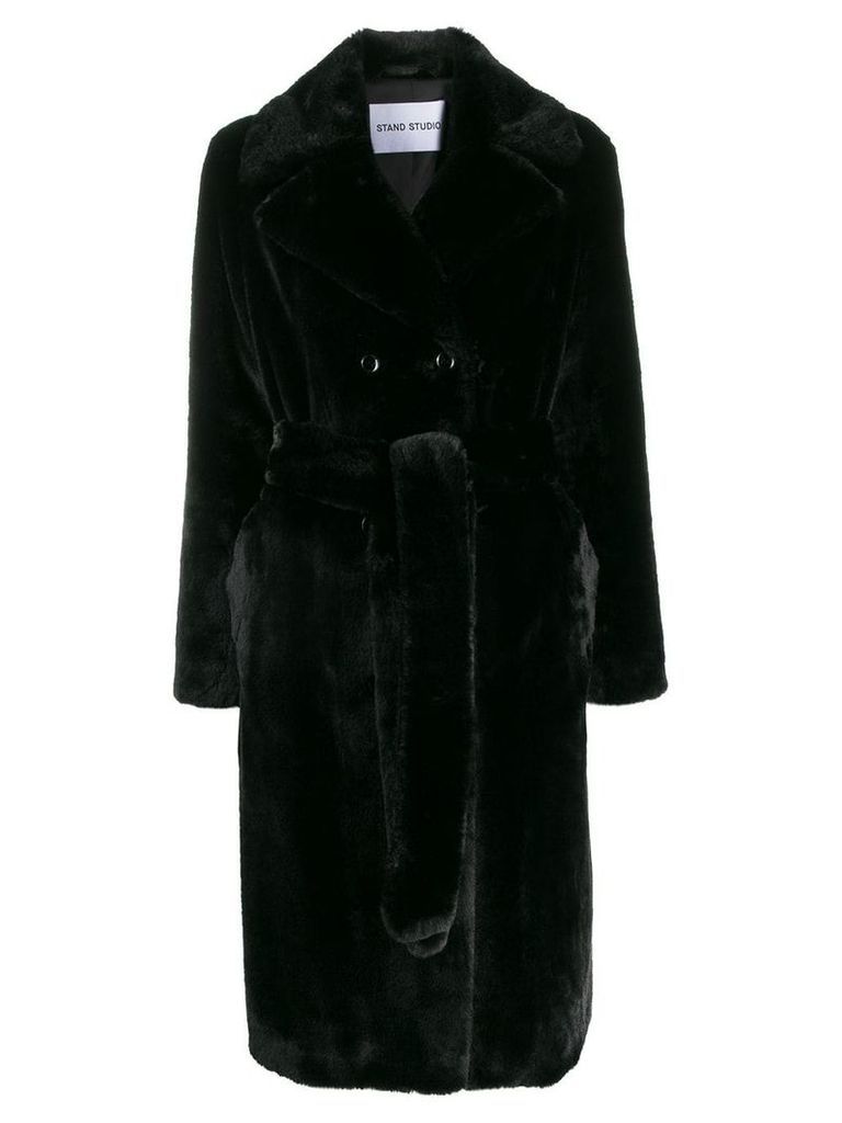 STAND STUDIO double breasted belted coat - Black