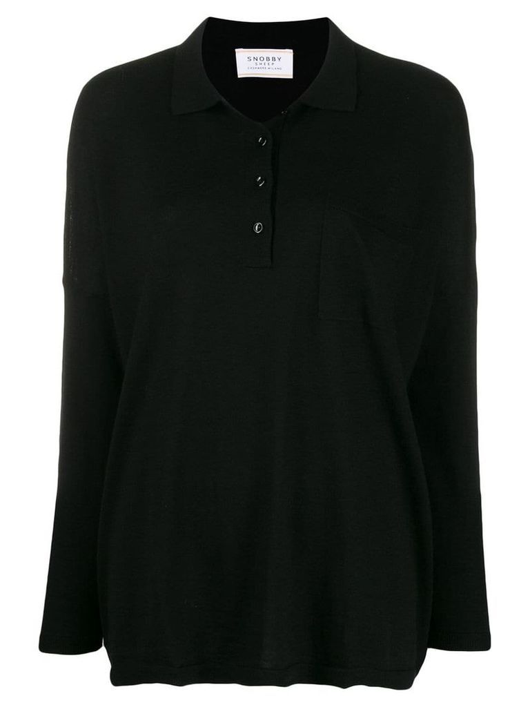 Snobby Sheep fine knit polo shirt - Black