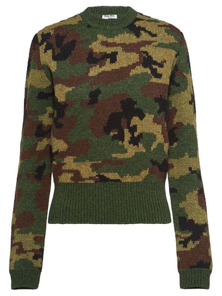 Miu Miu knitted camouflage jumper - Green