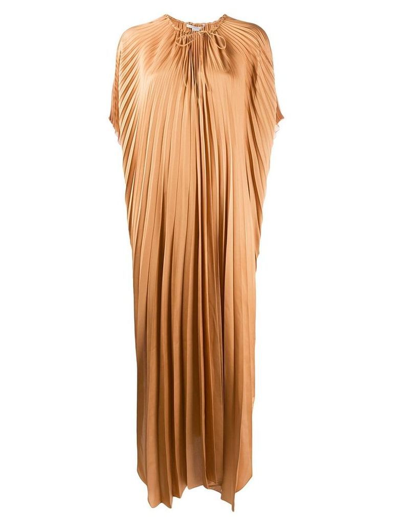 Stella McCartney cape-sleeve pleated dress - Brown