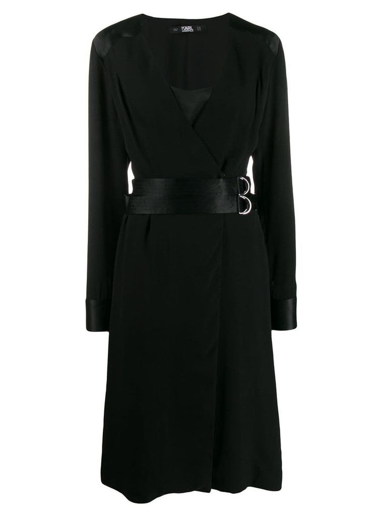 Karl Lagerfeld pleated slip wrap dress - Black