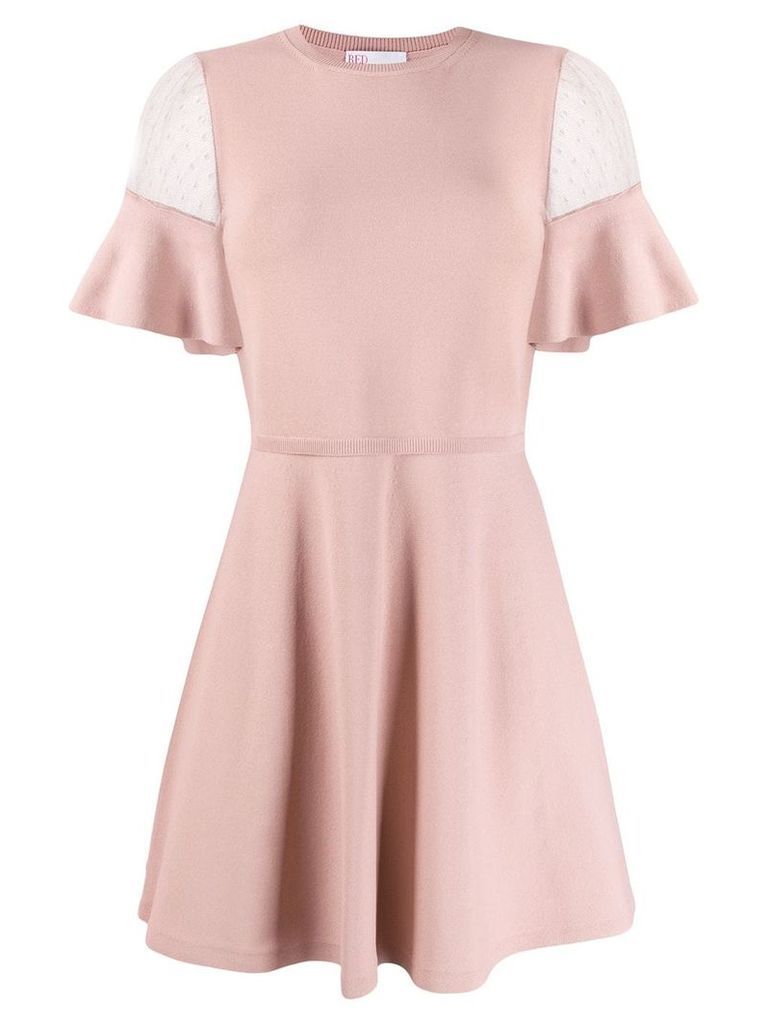 Red Valentino ruffled sleeves knitted dress - PINK