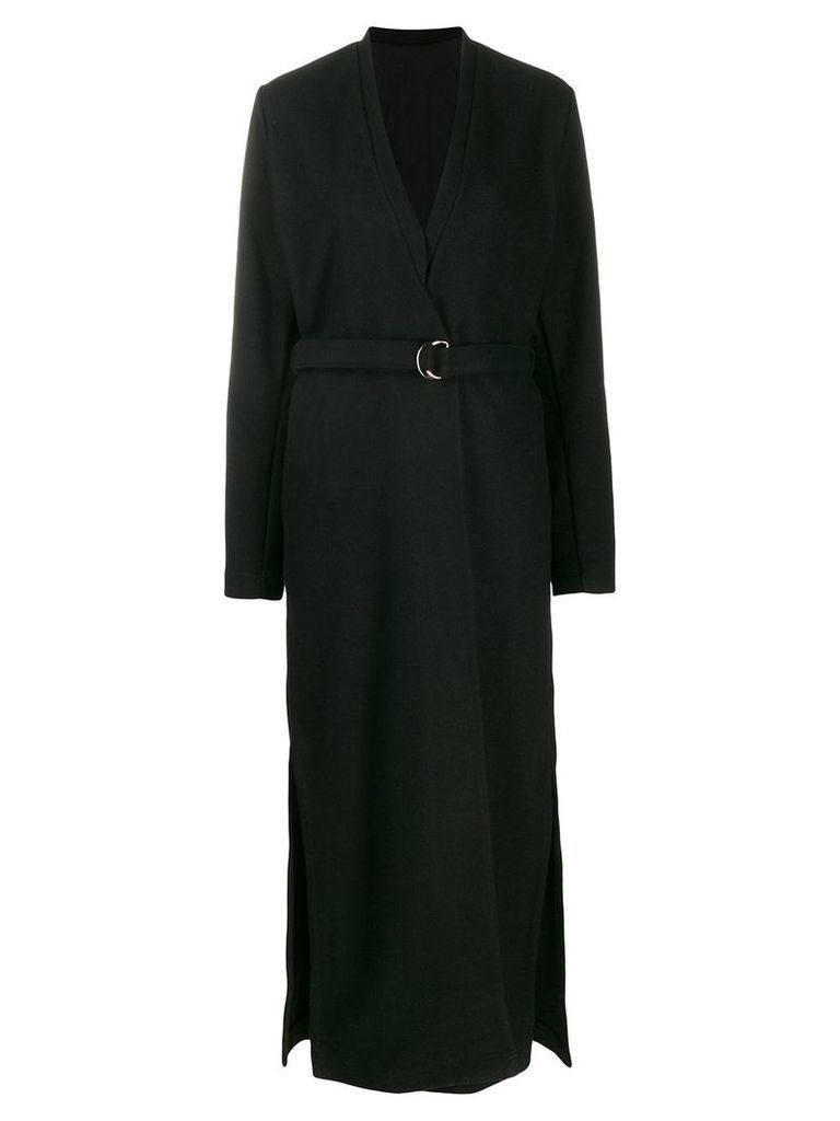 Falke belted wrap front coat - Black