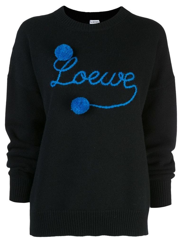 Loewe embroidered logo pompons jumper - Black