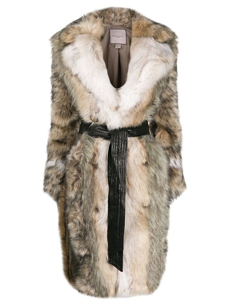 Urbancode faux fur midi coat - Neutrals