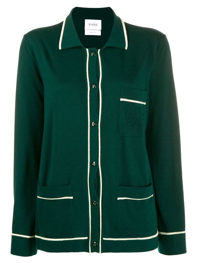 Barrie piped cashmere cardigan - Green