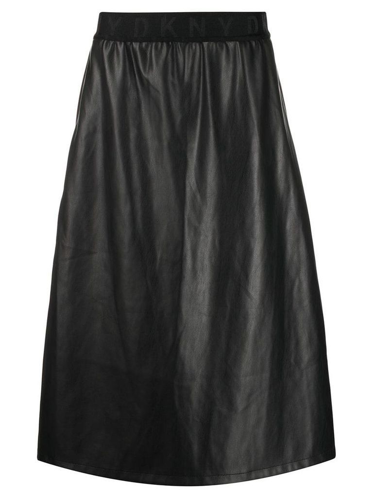 DKNY leather look midi skirt - Black