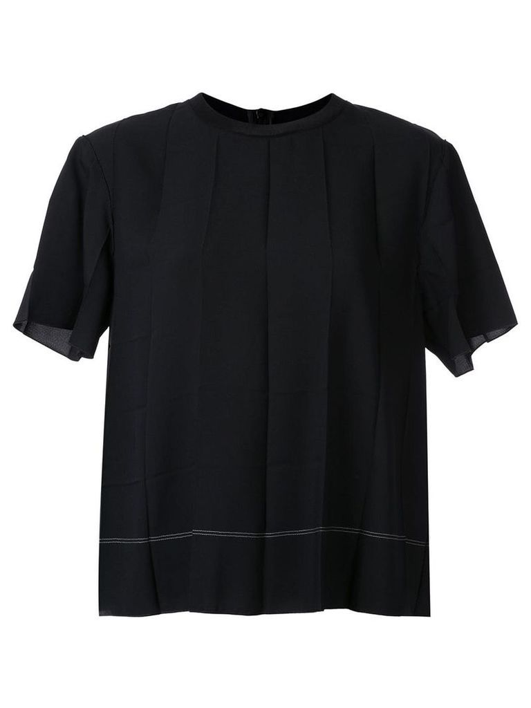 Kuho pleated design T-shirt - Black
