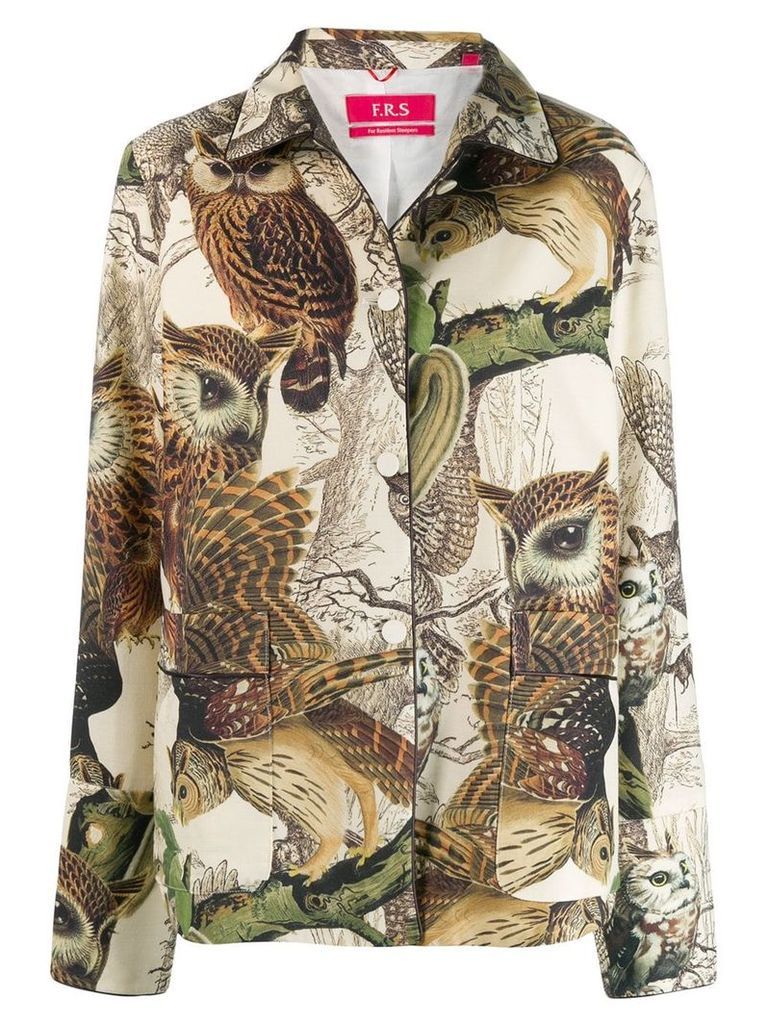 F.R.S For Restless Sleepers owl print jacket - Neutrals
