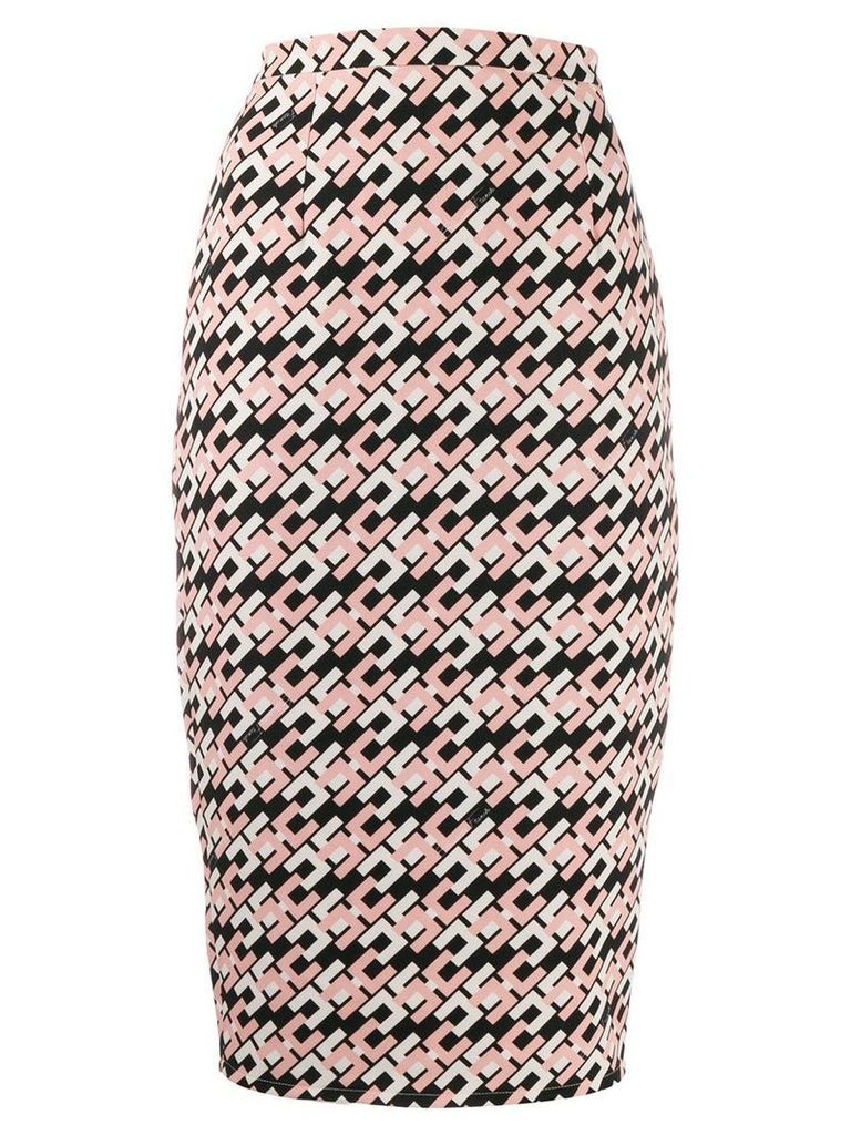 Elisabetta Franchi logo print pencil skirt - PINK