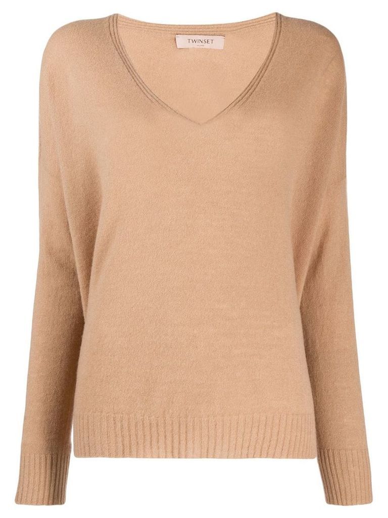 Twin-Set deep v-neck sweater - Brown