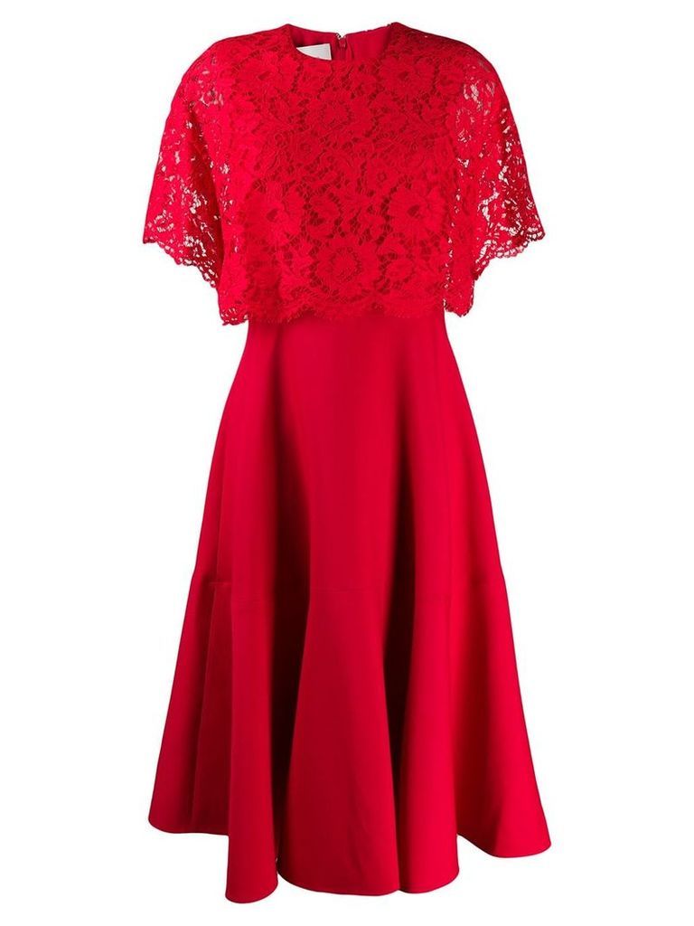 Valentino lace layer pleated dress - Red