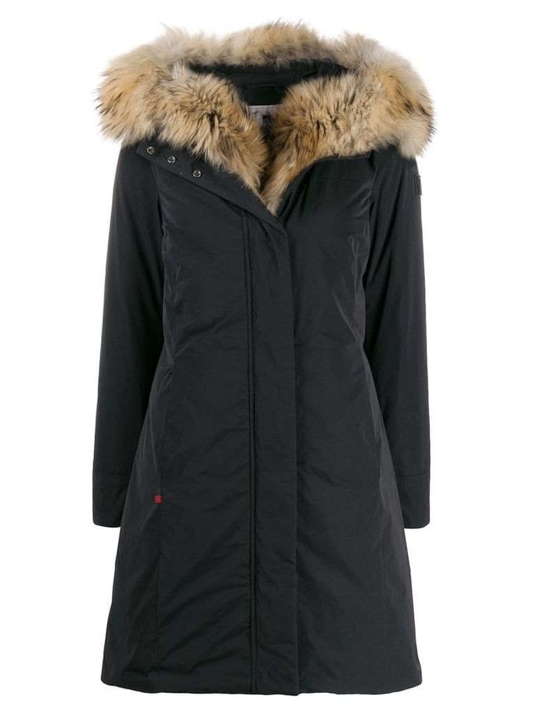 Woolrich raccoon fur hooded coat - Black