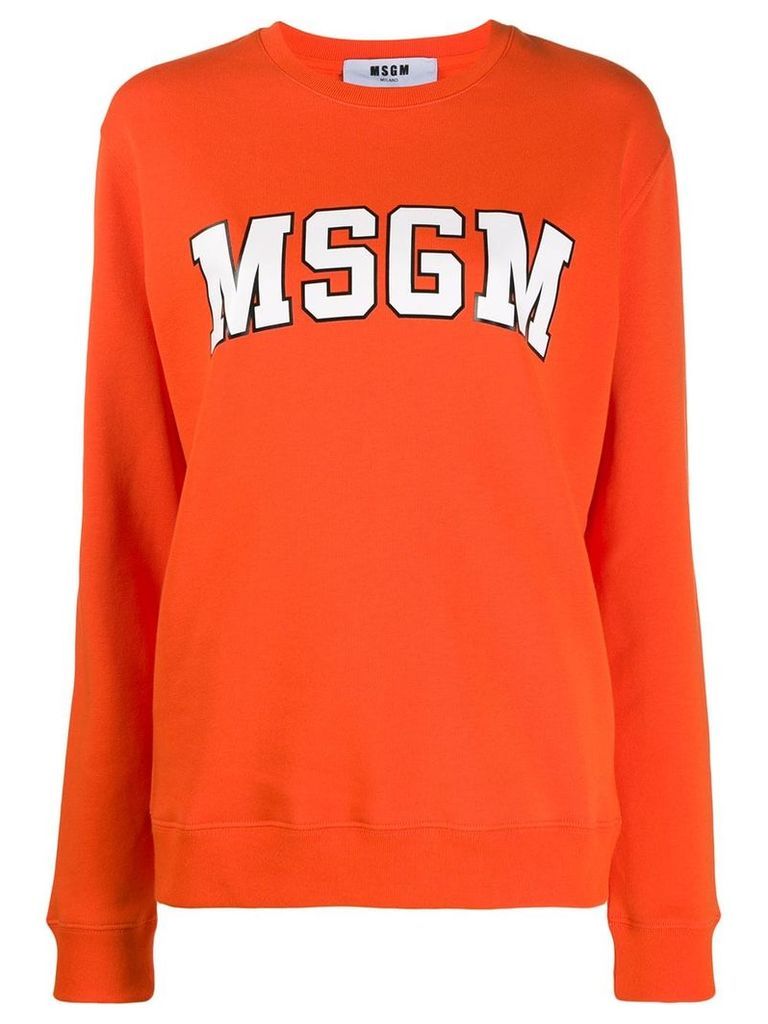 MSGM College logo print sweater - ORANGE
