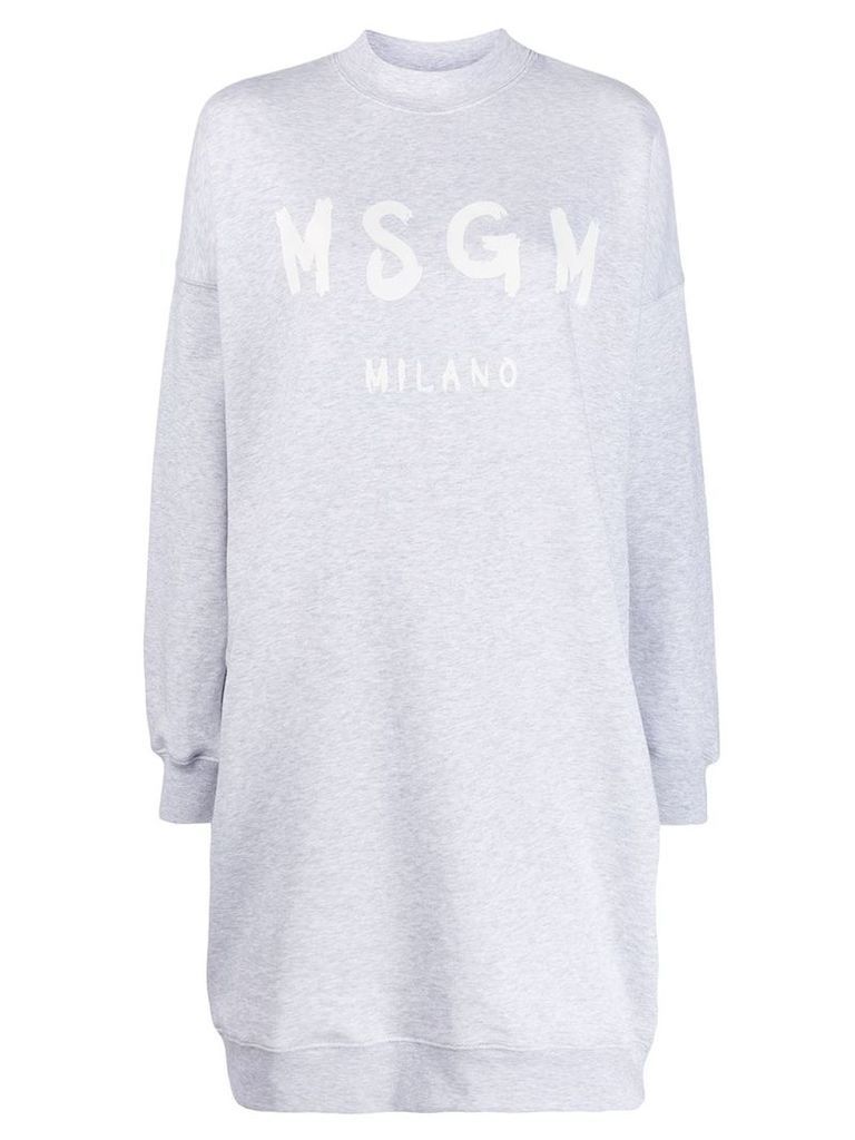 MSGM logo print sweater dress - Grey