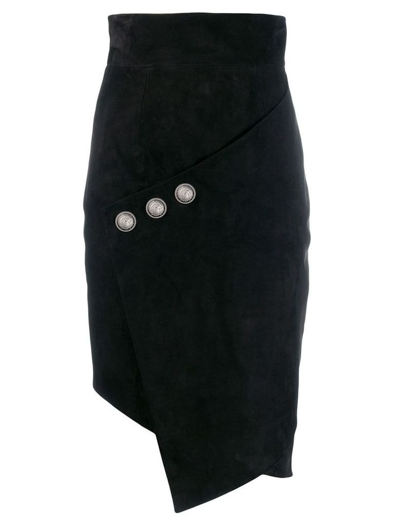 Balmain asymmetric midi skirt - Black