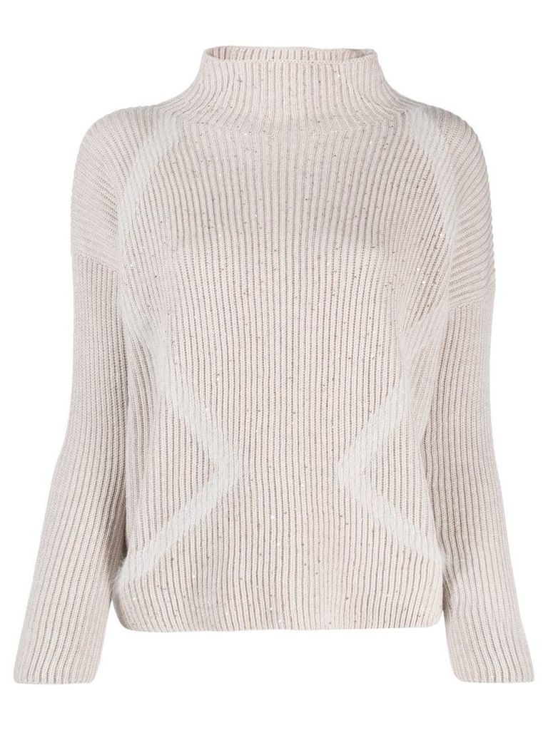 Lorena Antoniazzi roll neck sequinned sweater - Neutrals