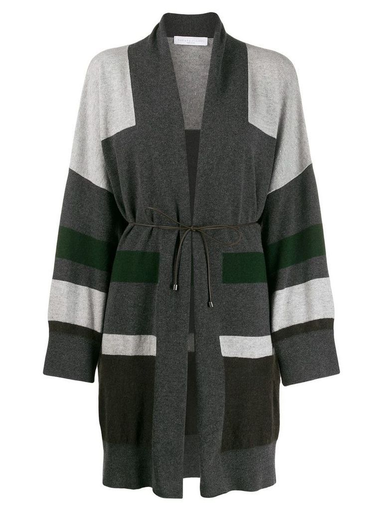 Fabiana Filippi striped knit cardi-coat - Grey