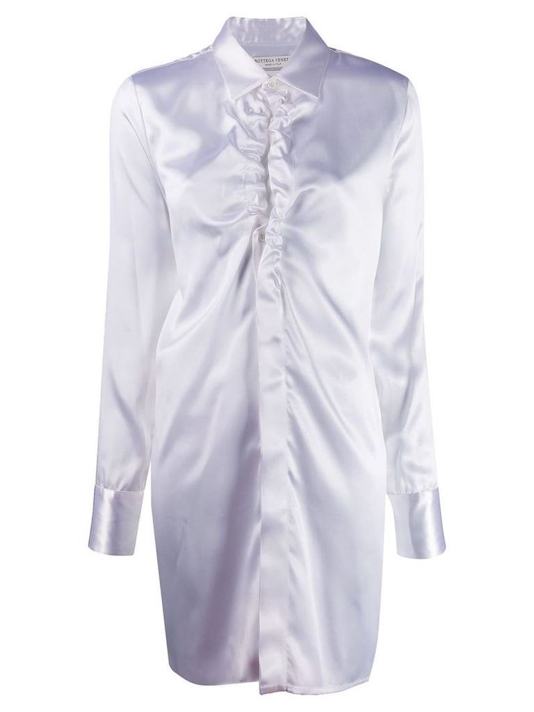 Bottega Veneta ruffled neckline long shirt - White