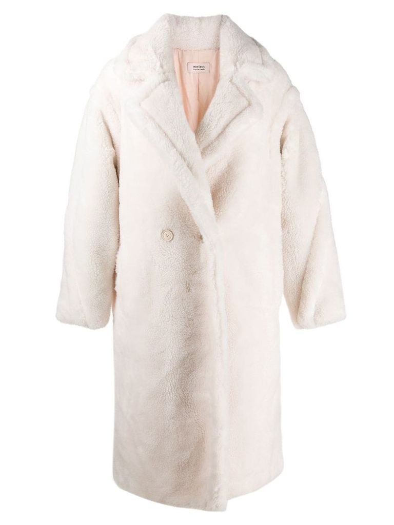 Yves Salomon Meteo textured double-breasted coat - NEUTRALS