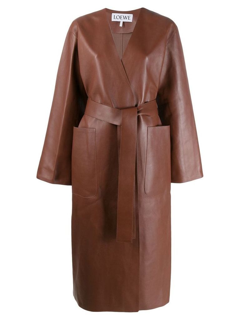 Loewe long leather coat - Brown