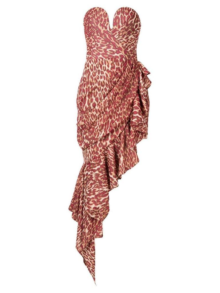 RASARIO leopard-print asymmetric dress - Red