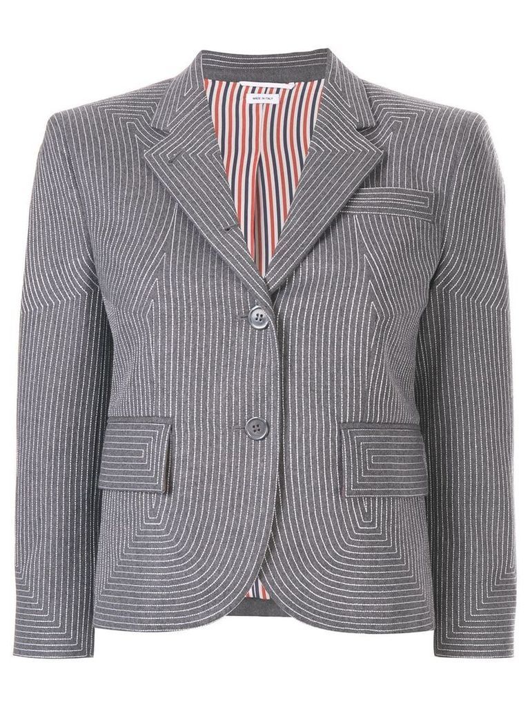 Thom Browne Embroidered Flannel Sport Coat - Grey
