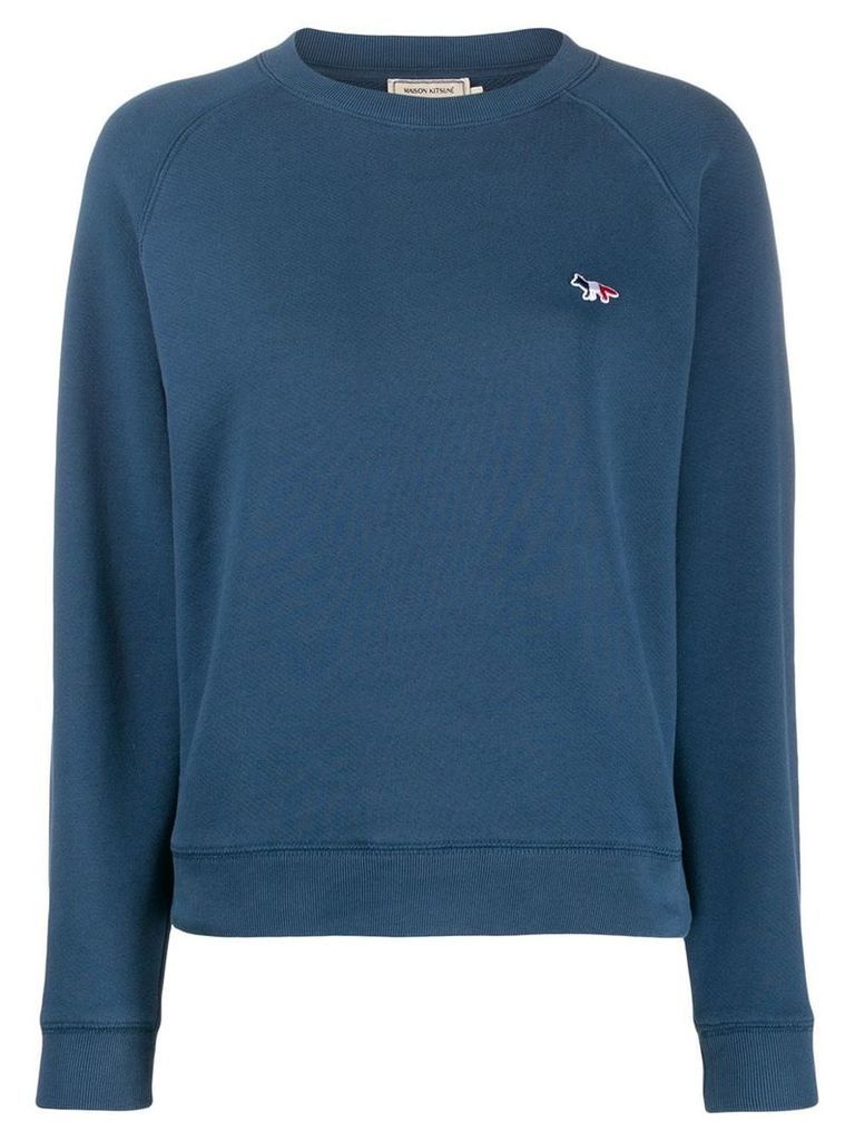 Maison Kitsuné tricolor fox-appliqué sweatshirt - Blue