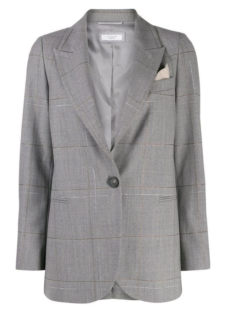 Peserico check print blazer - Grey