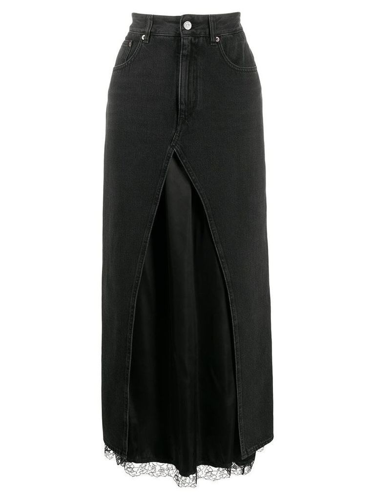 Mm6 Maison Margiela denim layered long skirt - Black