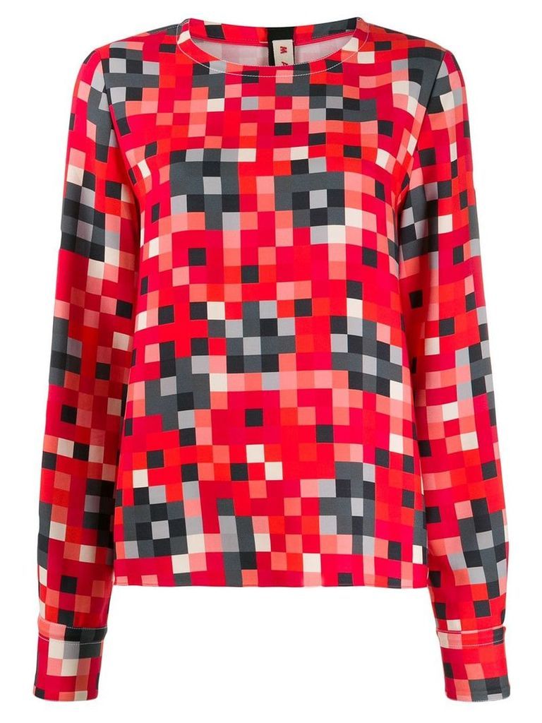 Marni pixel-print long-sleeve blouse - Red
