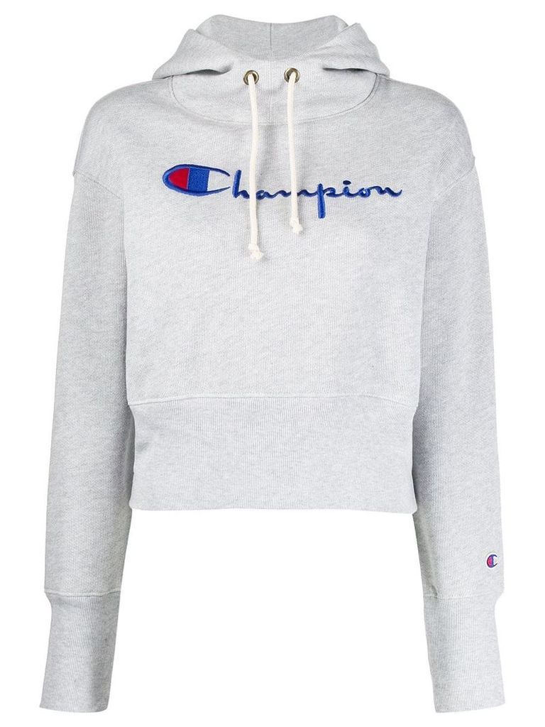 Champion embroidered logo cropped hoodie - Grey