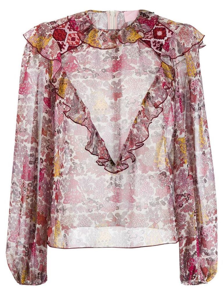 Giamba sheer floral print blouse - PINK