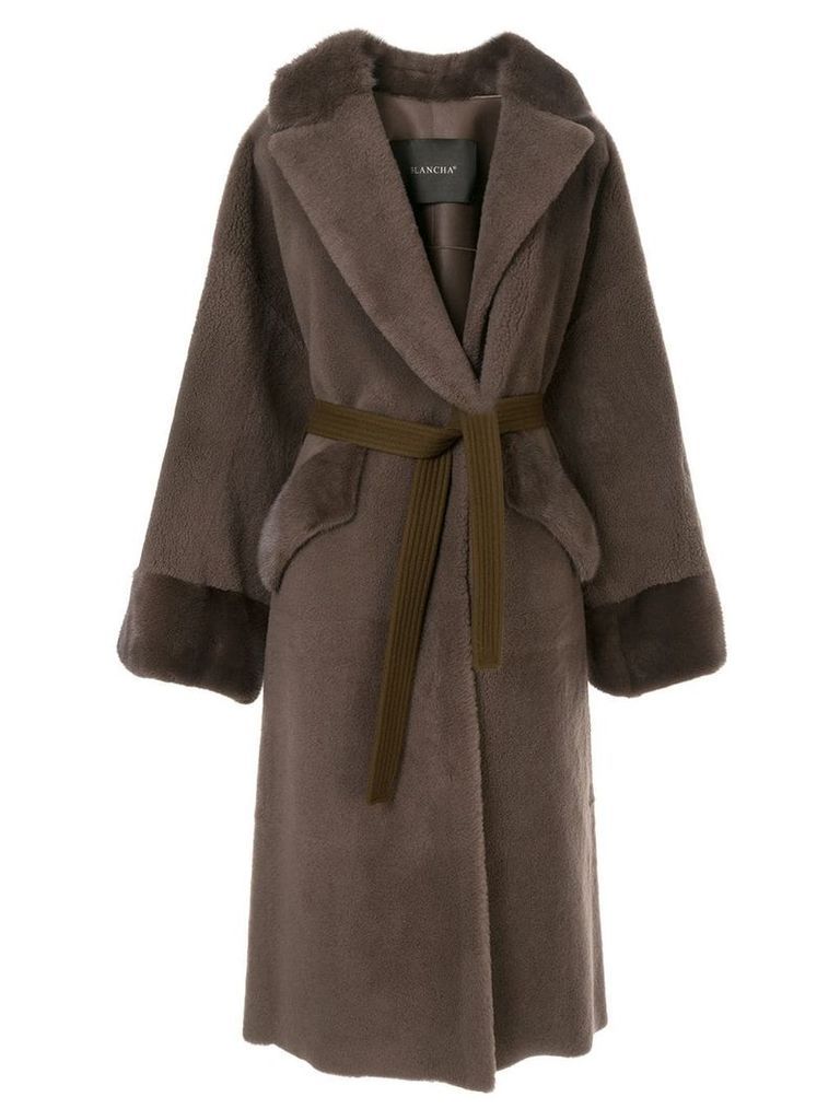 Blancha belted single-breasted coat - Brown