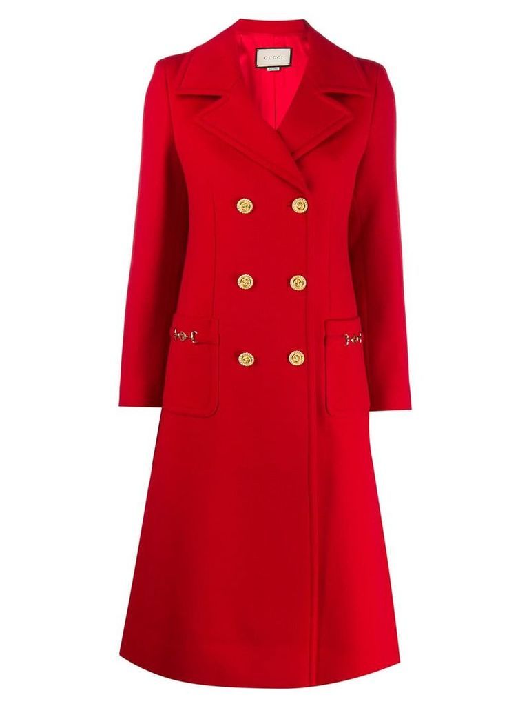 Gucci double-breasted horsebit coat - Red
