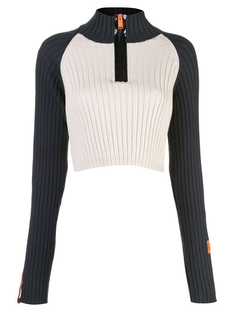 Heron Preston crop zip neck sweater - NEUTRALS