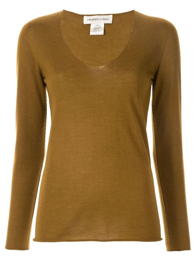 Lamberto Losani long-sleeve fitted sweater - Brown