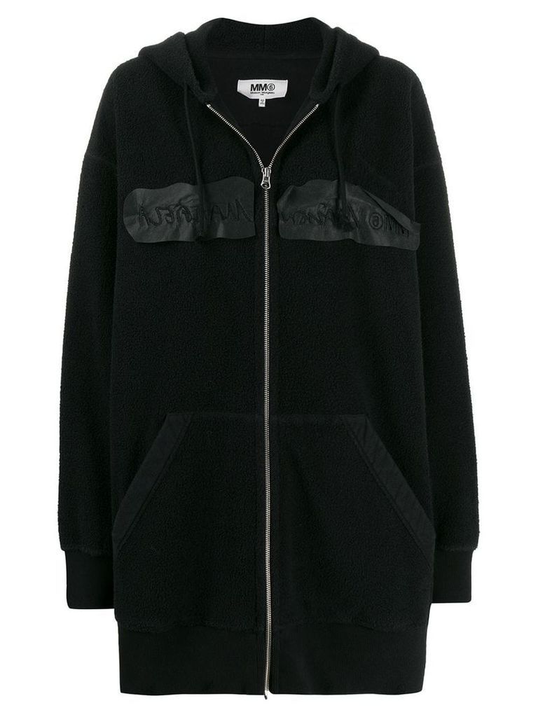 Mm6 Maison Margiela inside-out embroidered logo hooded jacket - Black