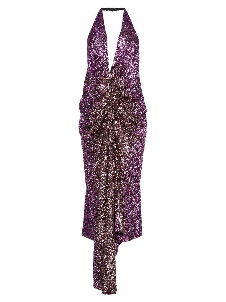 Halpern V-neck sequined dress - Purple