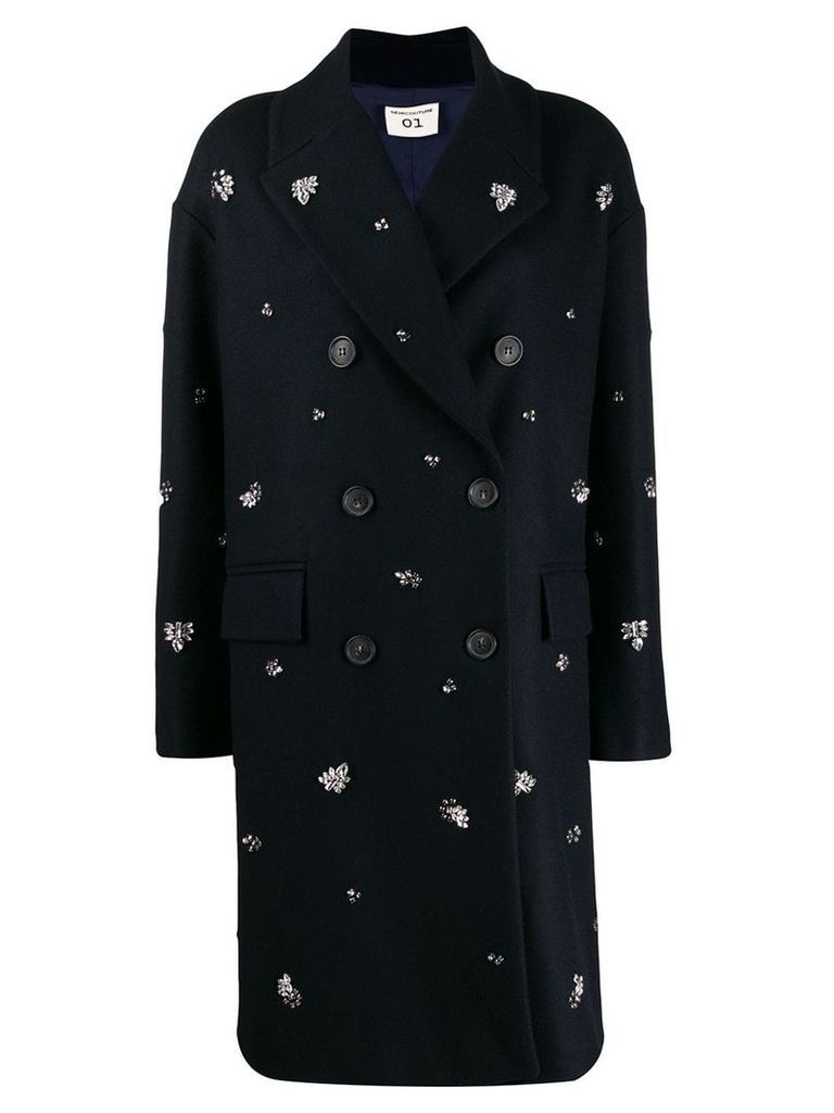 Semicouture embellished double-breasted coat - Blue