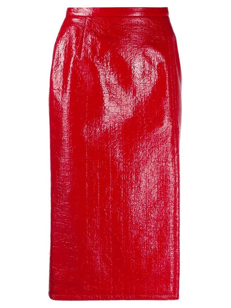 Nº21 crinkled-effect pencil skirt - Red