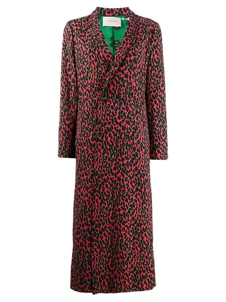 La Doublej leopard print duster coat - Red